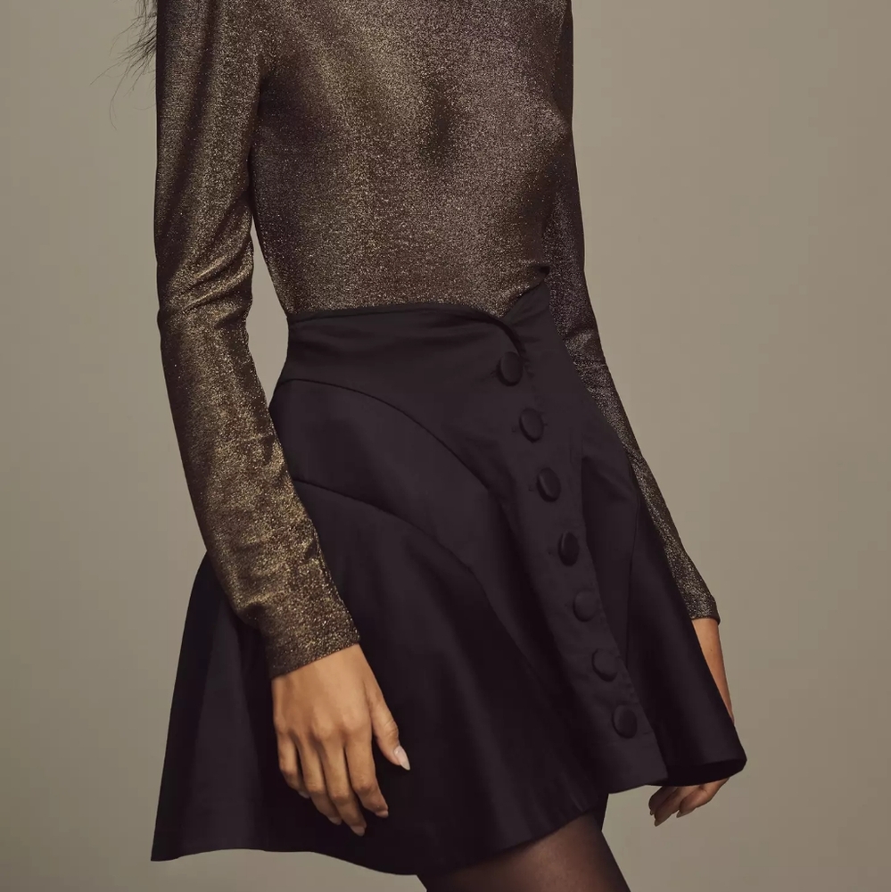 Anthropologie Maeve High-Waisted Structured Full Mini Skirt